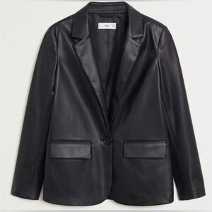 Mango Faux Leather Blazer